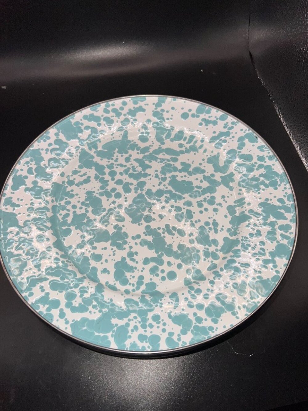 Golden Rabbit Sea Glass Swirl plates and gray platter Enamelware Set Outdoor - Picture 4 of 12